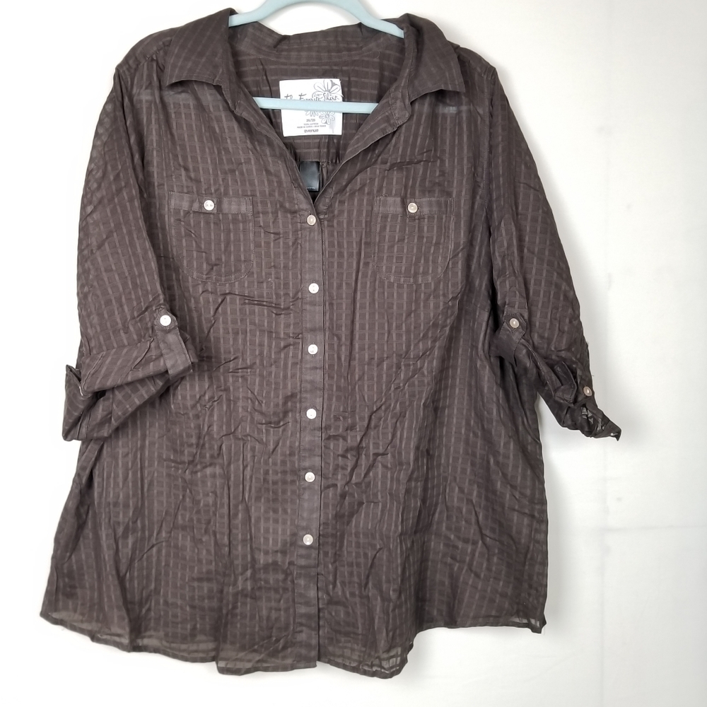 Avenue Semi Sheer Brown Blouse